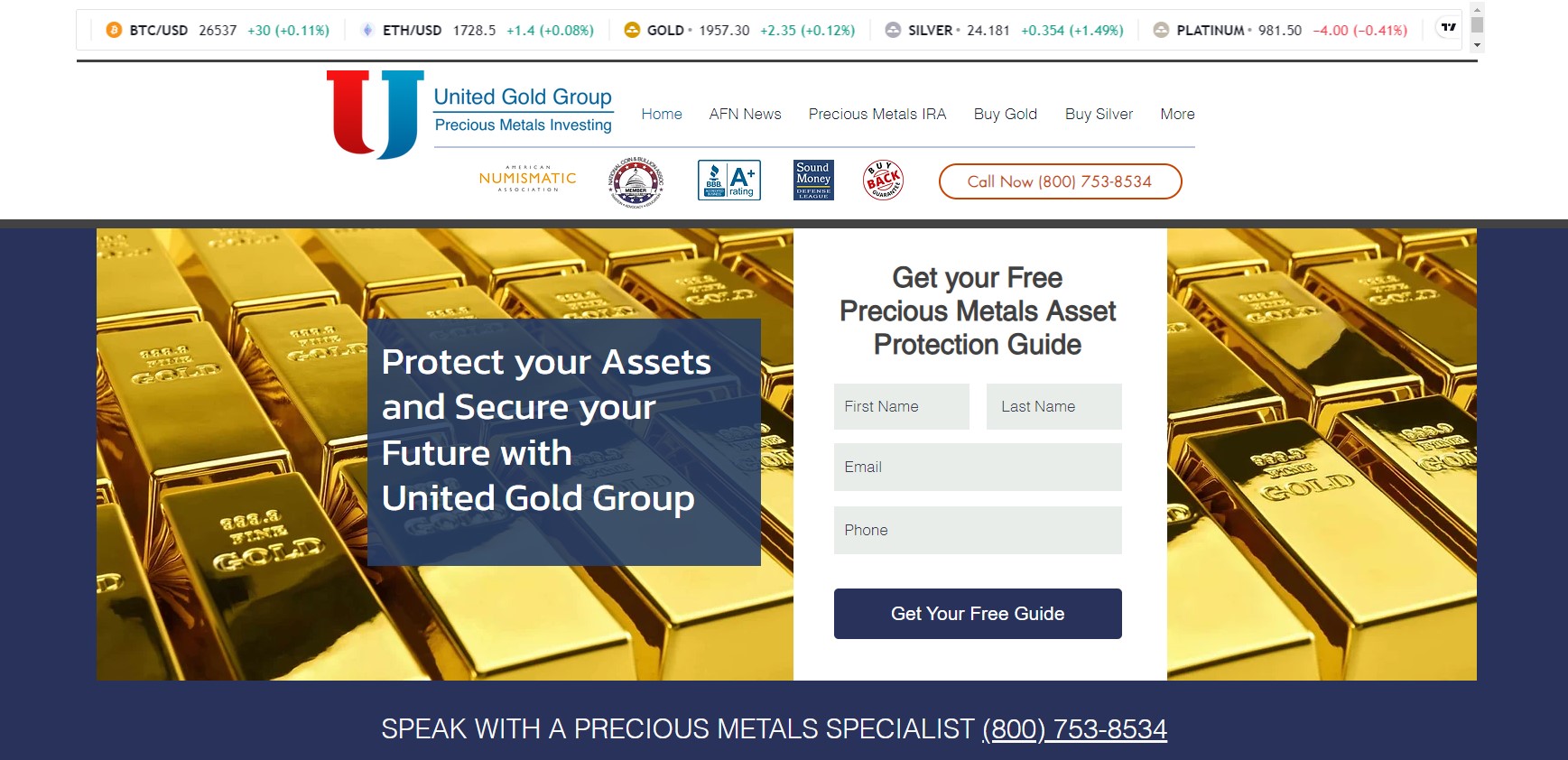 United Gold Group Review - Website